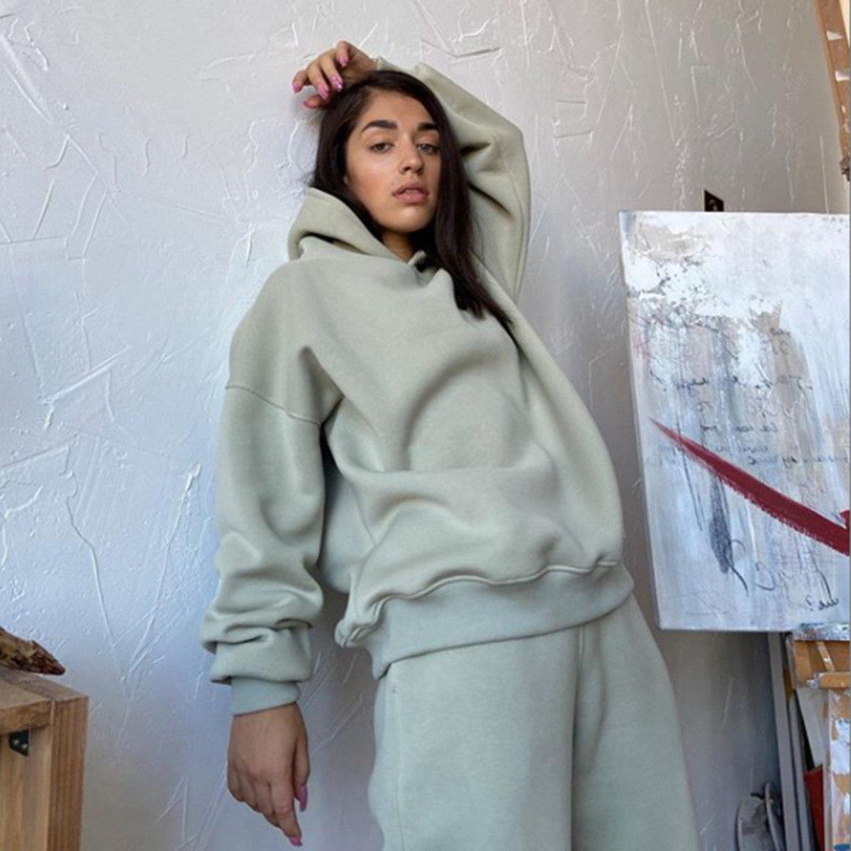 Women's Thick Hoodie and Jogger Pants Two-Piece Set