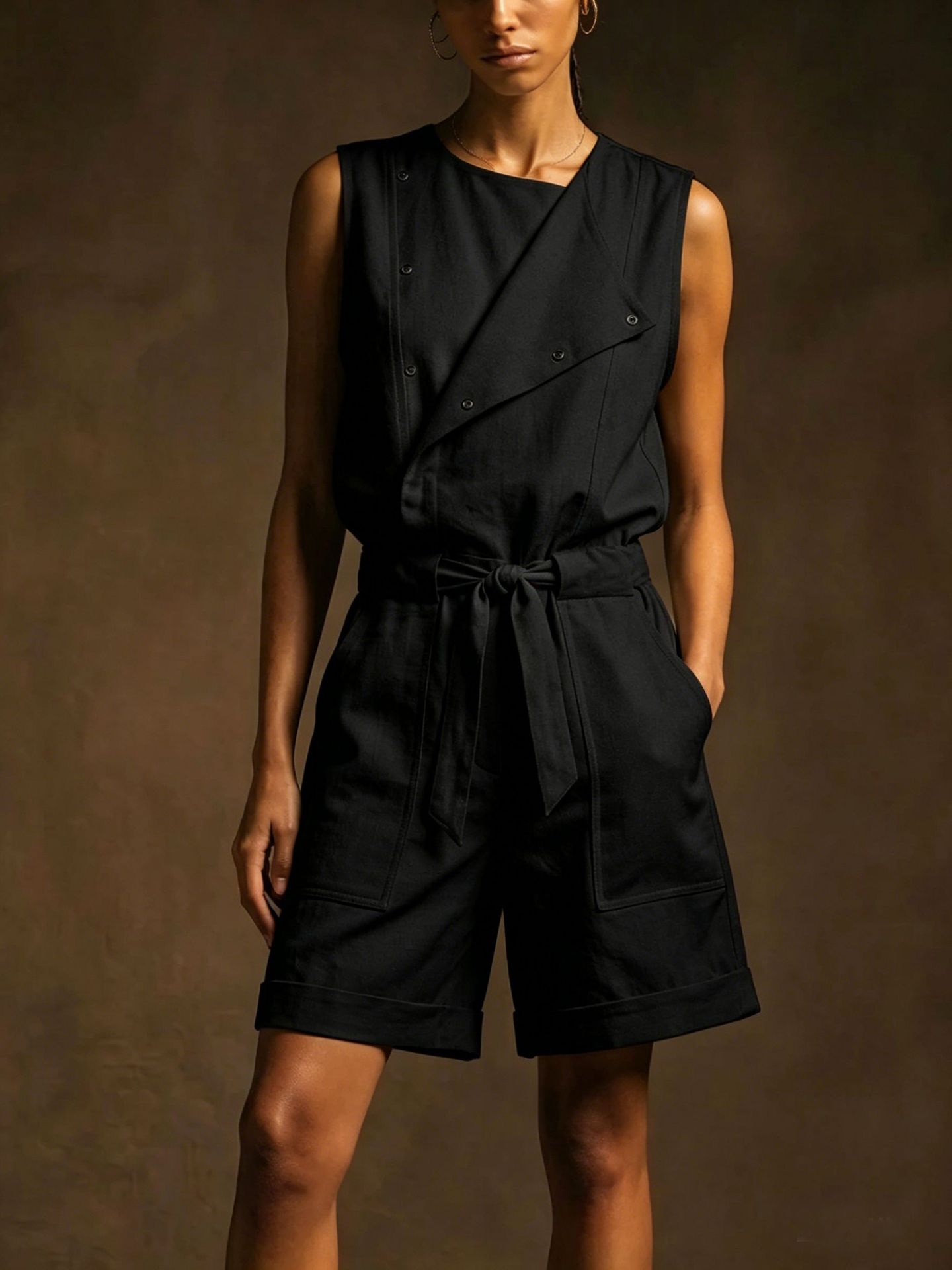 Women's Summer Cargo Jumpsuit Wide Leg Sleeveless