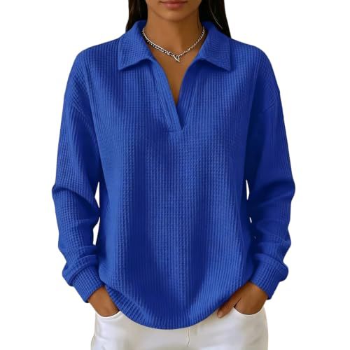 Women's Solid Waffle Knit Hoodie with Collar and Print