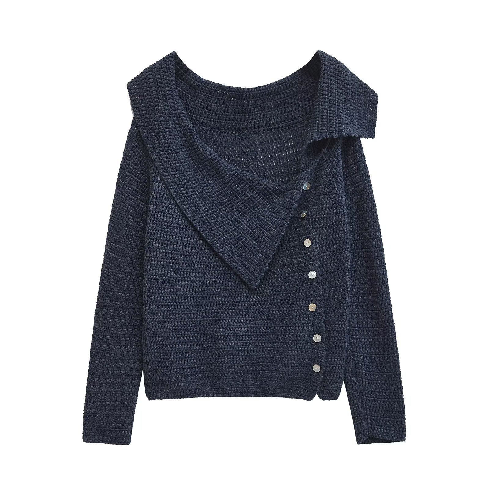 Women's Off-Shoulder Big Lapel Long Sleeve Cardigan Sweater