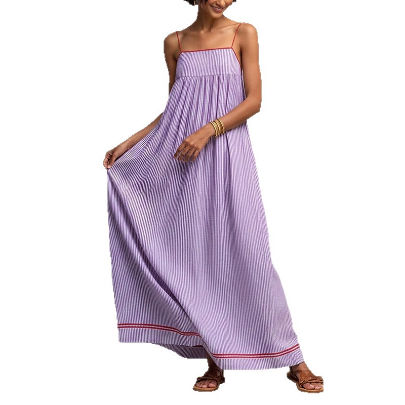 Women's Summer Sleeveless Maxi Dress with Pleated Details