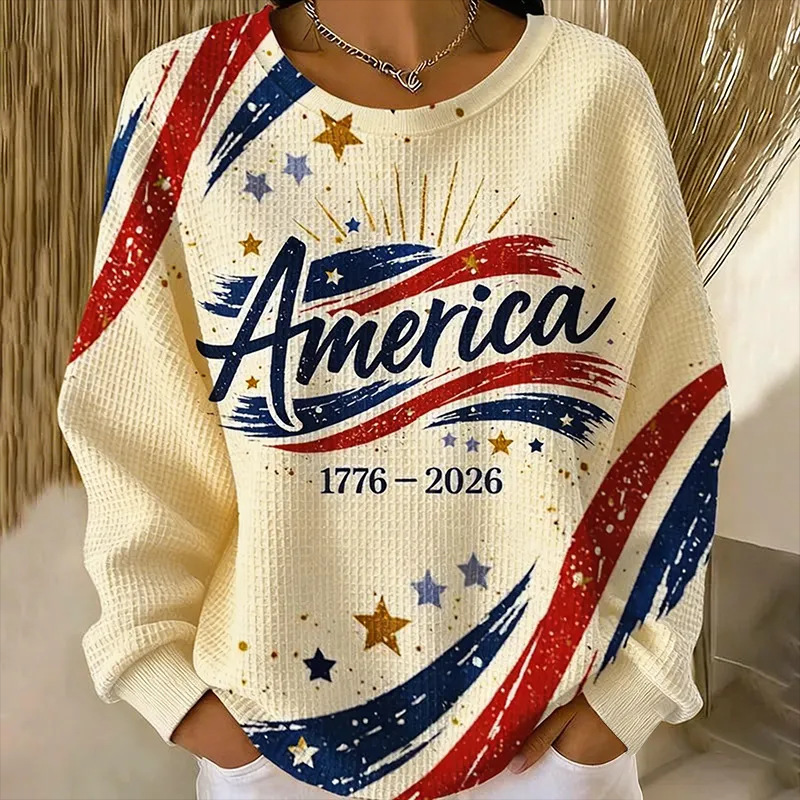 Women's USA America Anniversary Letter Print Sweatshirt