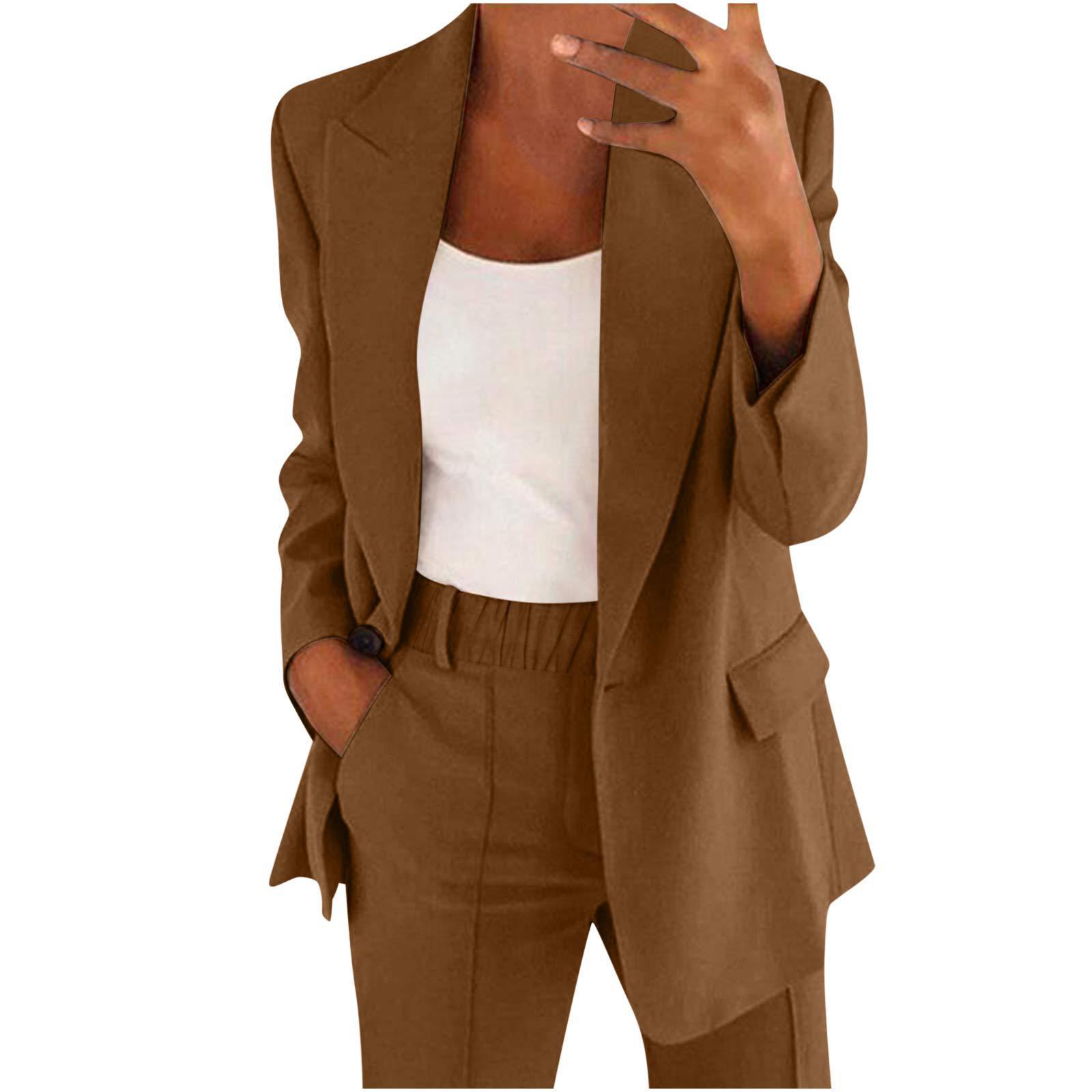 2026 New Cross-Border European & American Fall/Winter Women's Commuter Suit Set – Elegant Long-Sleeve Blazer and Pants Two-Piece Set for Women