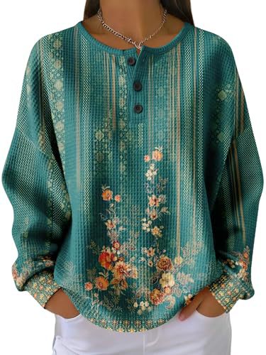 Women's Floral Branch Print Button Sweatshirt