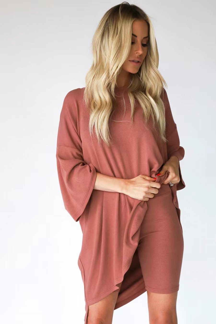Women's Loose Plus Size Short Sleeve T-Shirt and Shorts Set Casual Loungewear