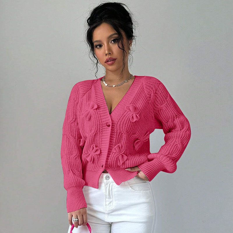Women's Bow Knit Cardigan Sweater Coat