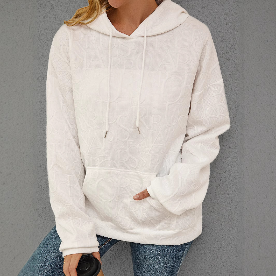 Women's Jacquard Hooded Long-Sleeve Pullover Sweatshirt