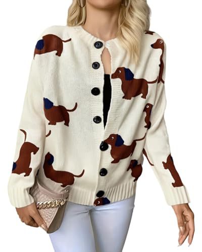 Women's Animal Boho Print Button Cardigan Sweater