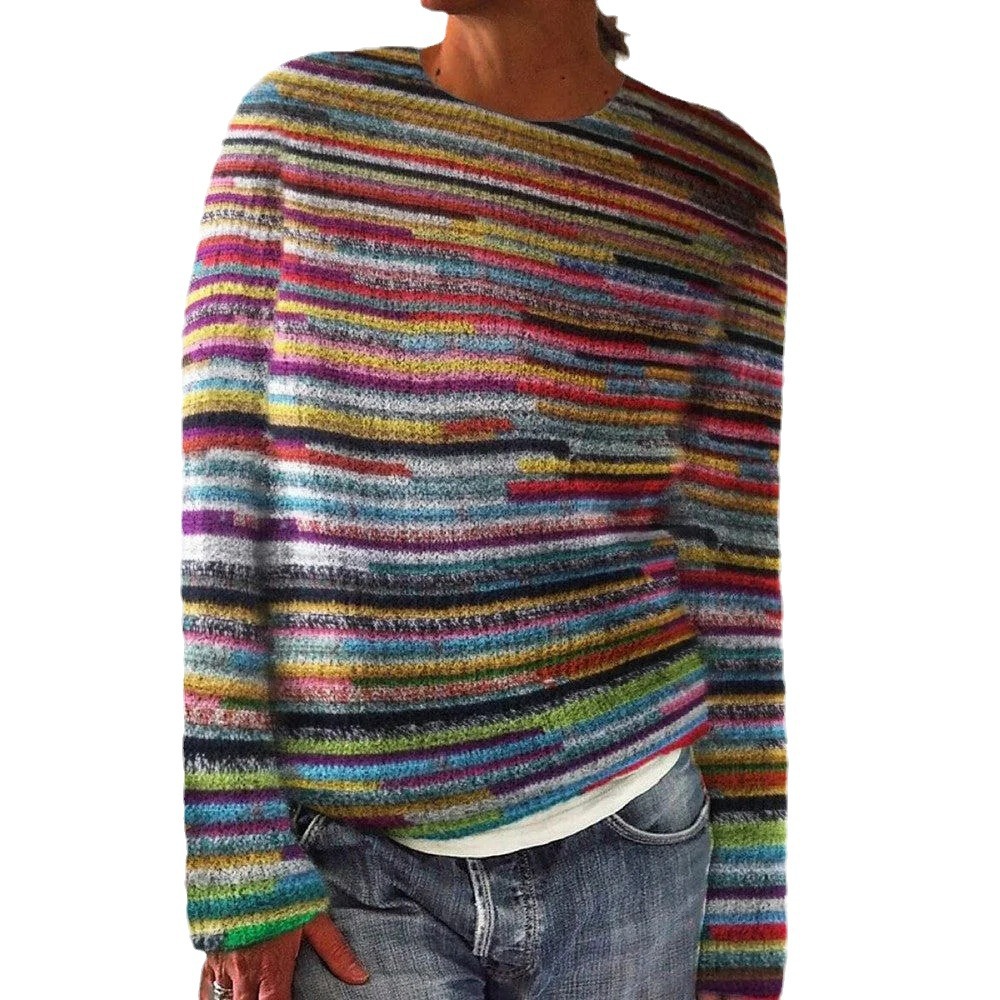 3D Print Women's Crewneck Pullover Sweater Casual Loose Long Sleeve Knit Top