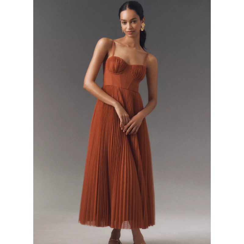 Sleeveless V-Neck Open-Back Ruched A-Line Evening Dress