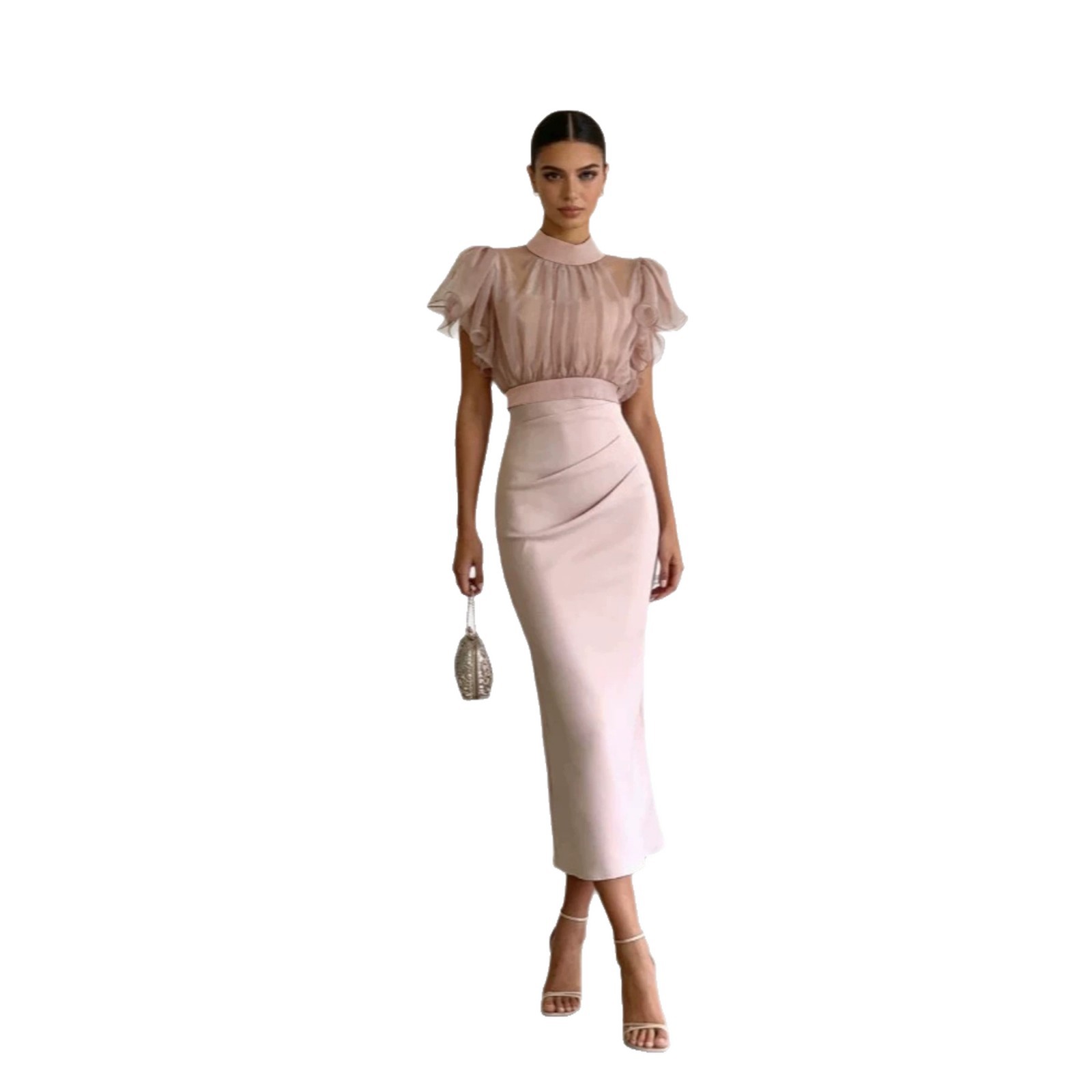 Sheer Mesh Lace-Up Waist Top with Cami Bodycon Dress Set