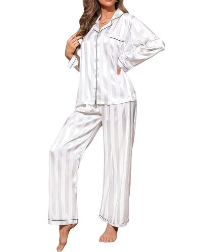 Women's Cuban Collar Striped Print Long Sleeve Top Set