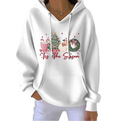 Women's Christmas Santa Tree Ice Cream Print Hoodie