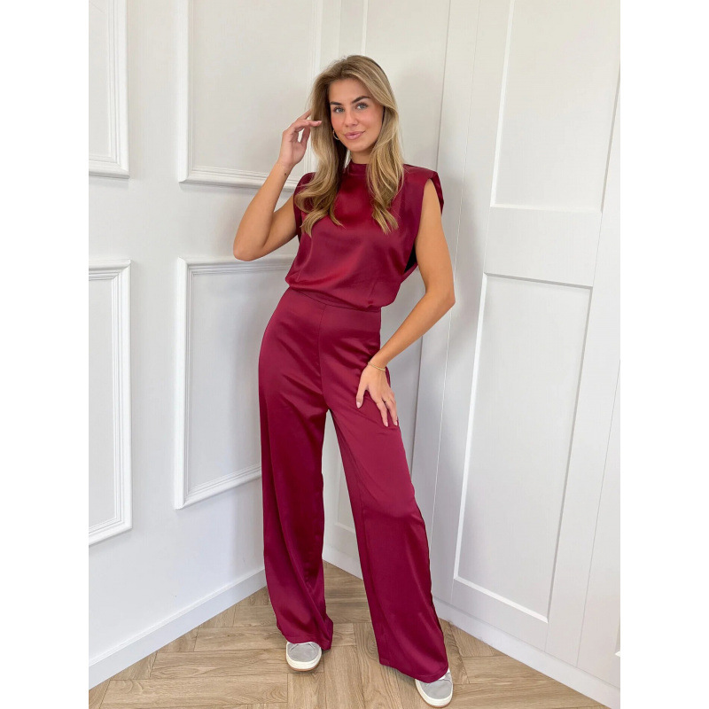 Women's Backless Sleeveless Jumpsuit Solid Color Straight Leg