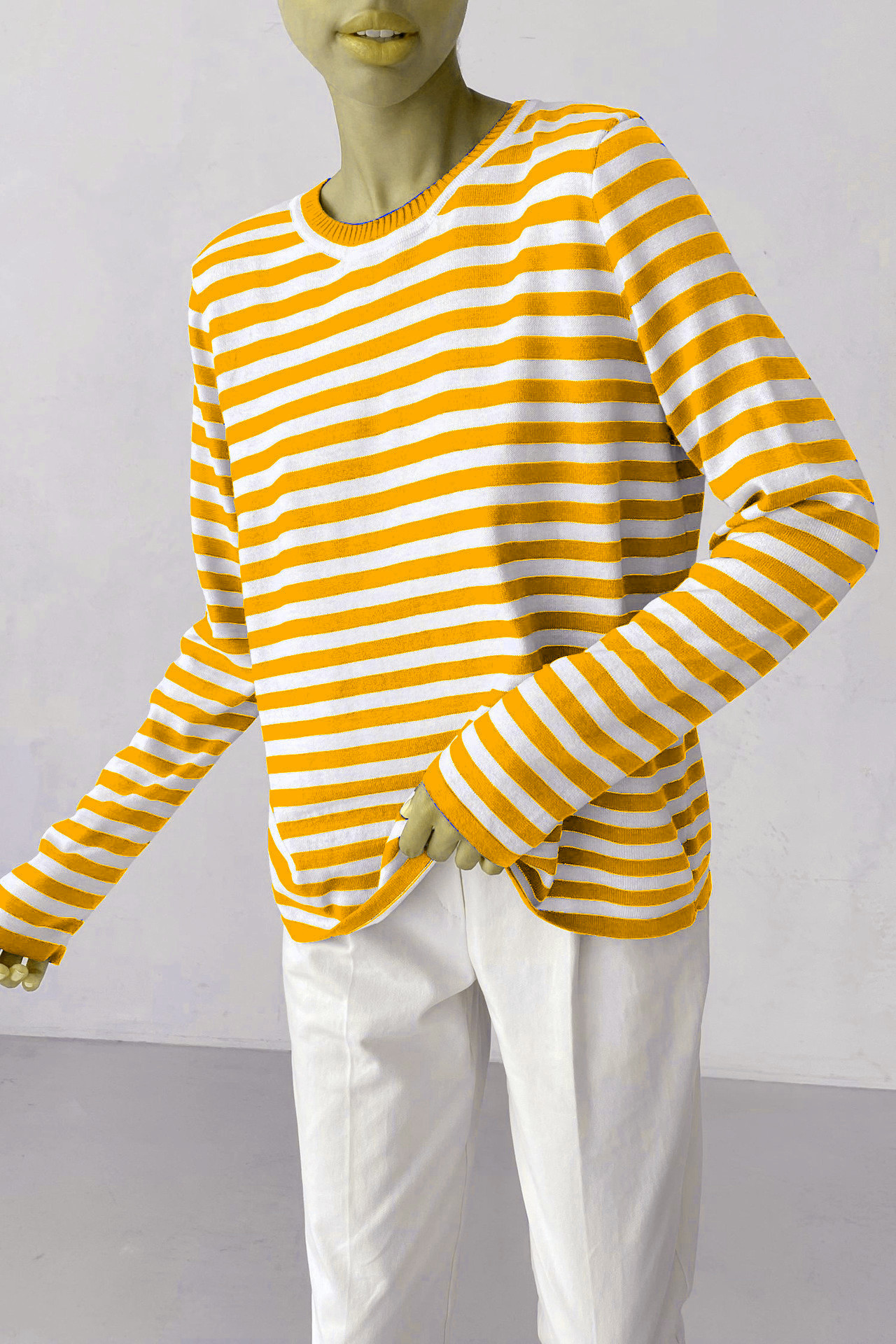 Women's Striped Crewneck Knit Sweater Retro Pullover
