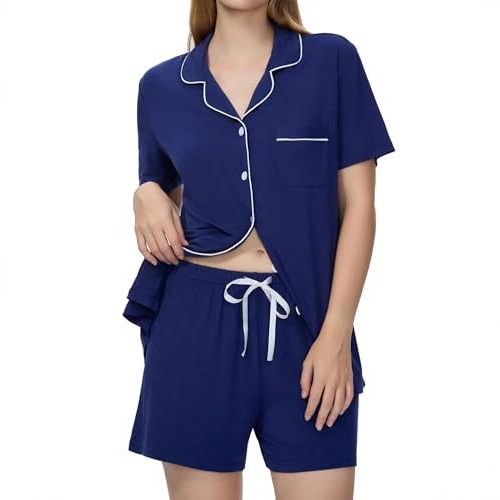 Women's Cuban Collar Short Sleeve Button Set