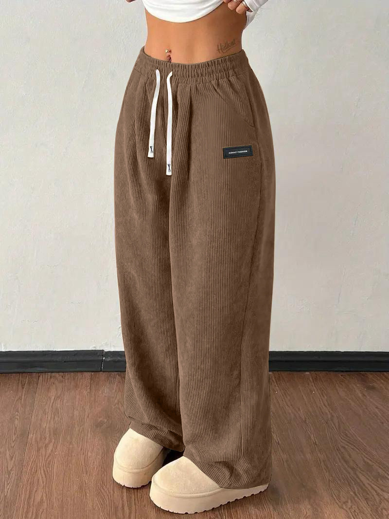 Women's Loose Drawstring Corduroy Pants with Pockets