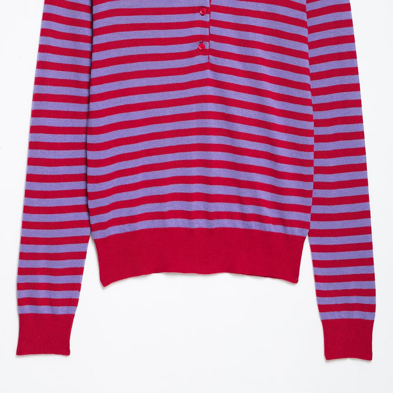 Women's Color-Block Striped V-Neck Button-Front Knit Cardigan