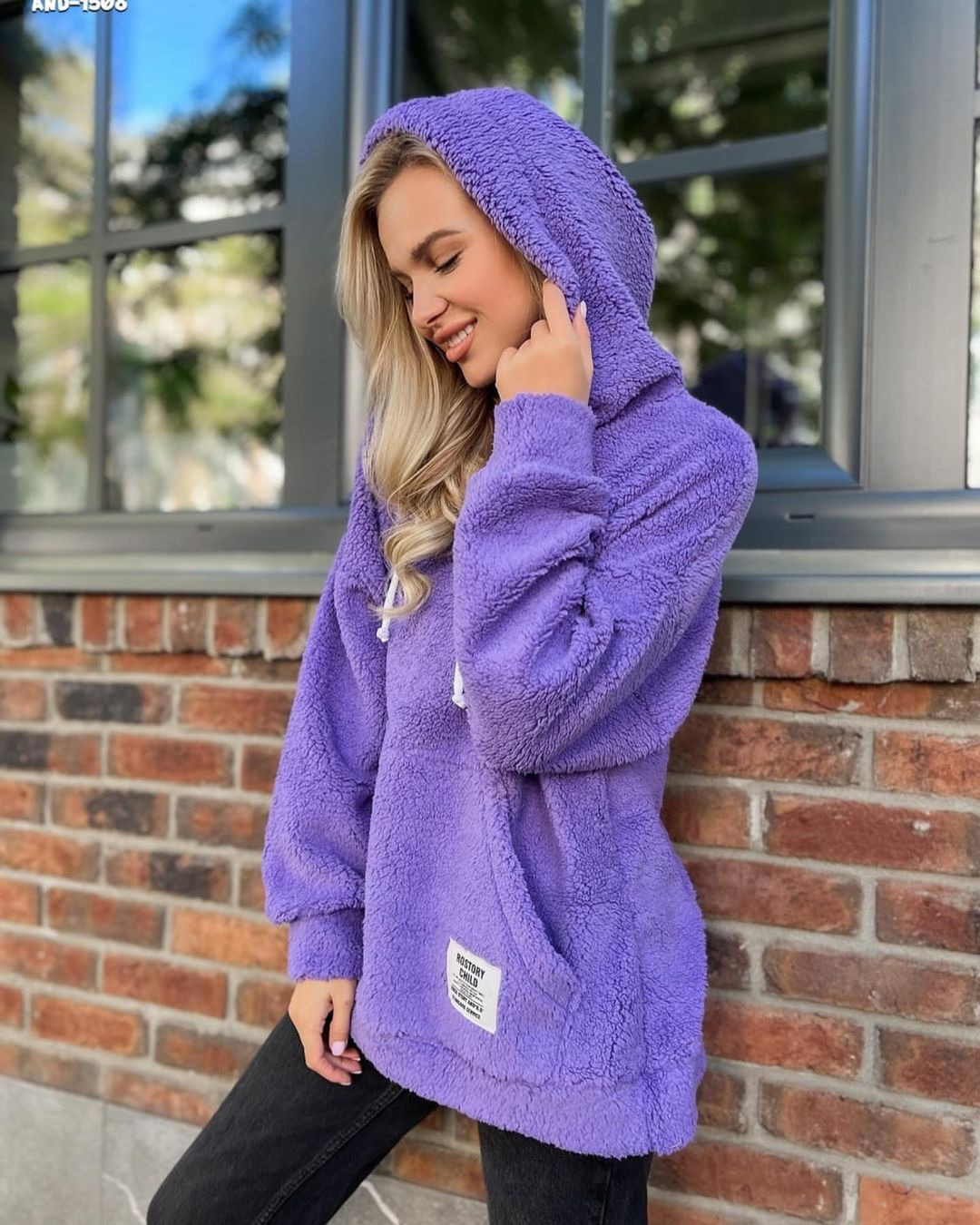 Flannel Fleece Hooded Pullover Sweatshirt