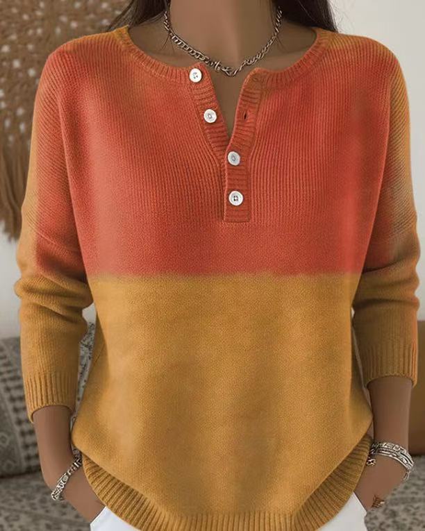Women's Christmas Floral Print Buttoned Sweatshirt