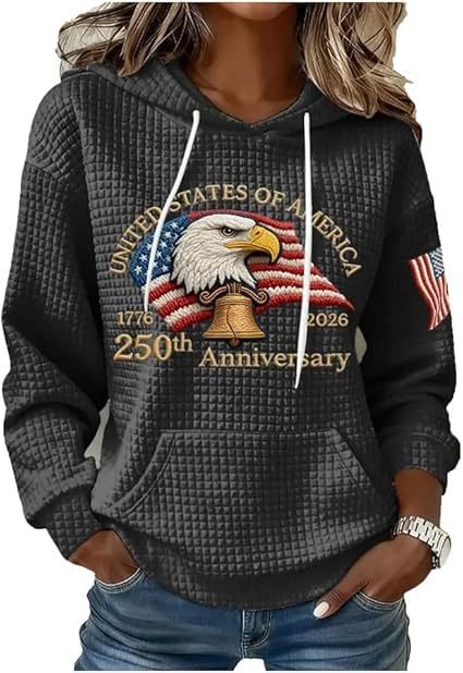 Women's Eagle Star Print Casual Hoodie