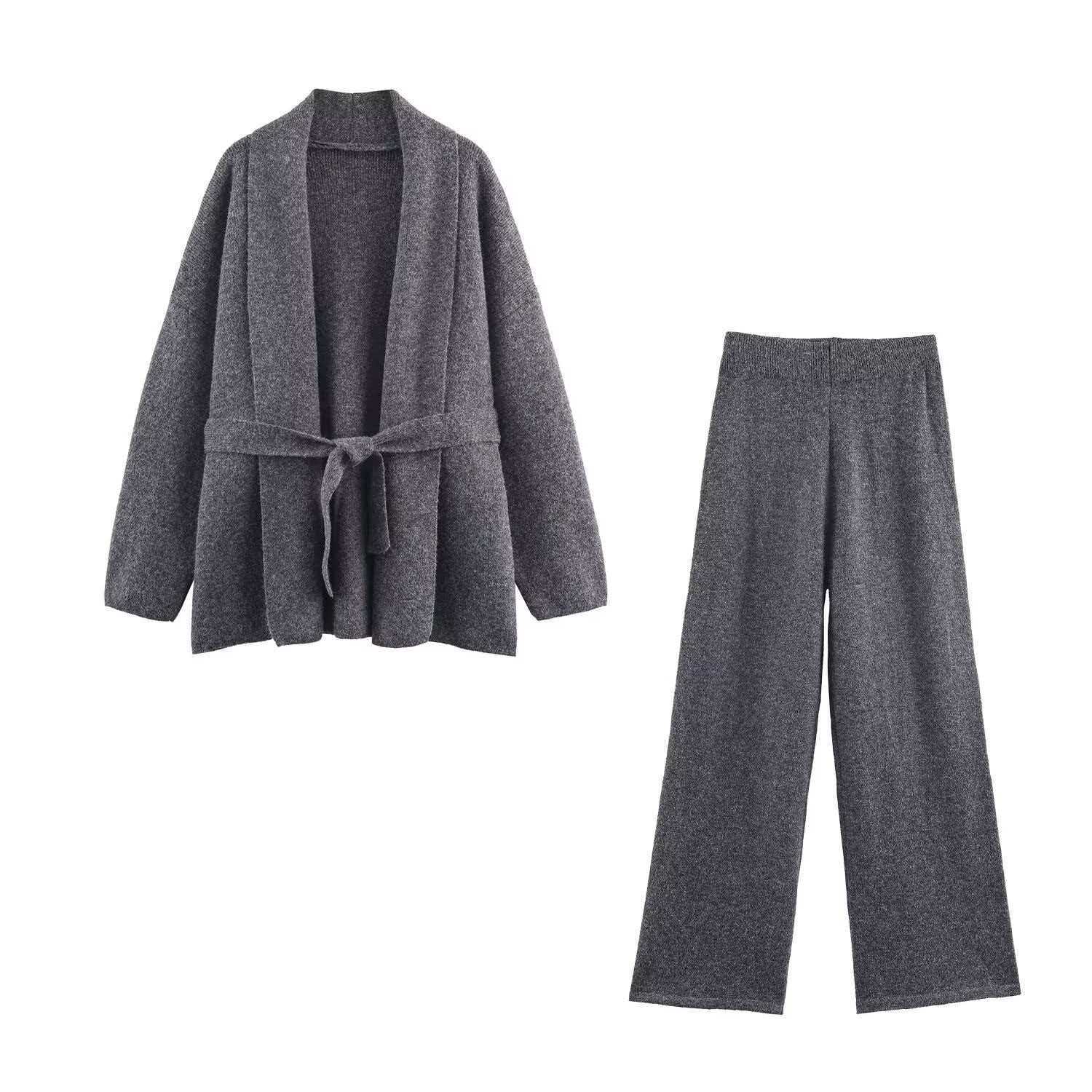 Pure Cashmere V-Neck Cardigan with Belt Loose Knit Coat