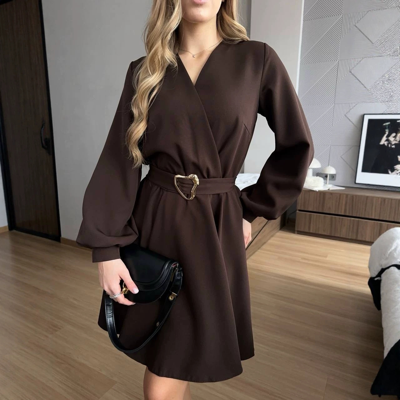 Women's V-Neck French Style Slim Fit Midi Dress