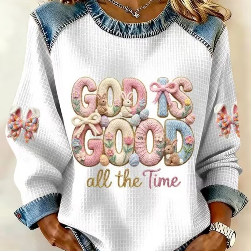 Women's God Is Good Colorful Letter Print Sweatshirt