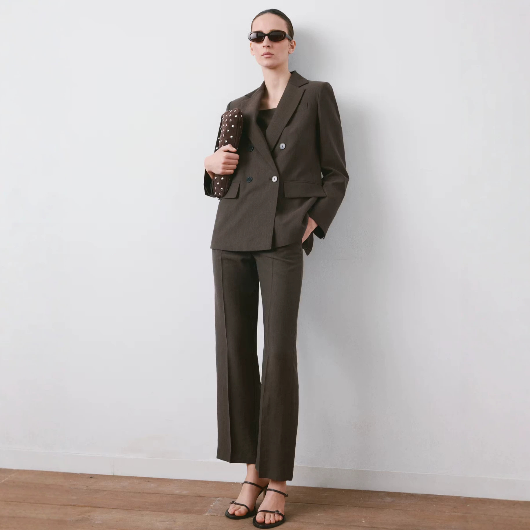 Women's Red Blazer and Straight-Leg Pants Set