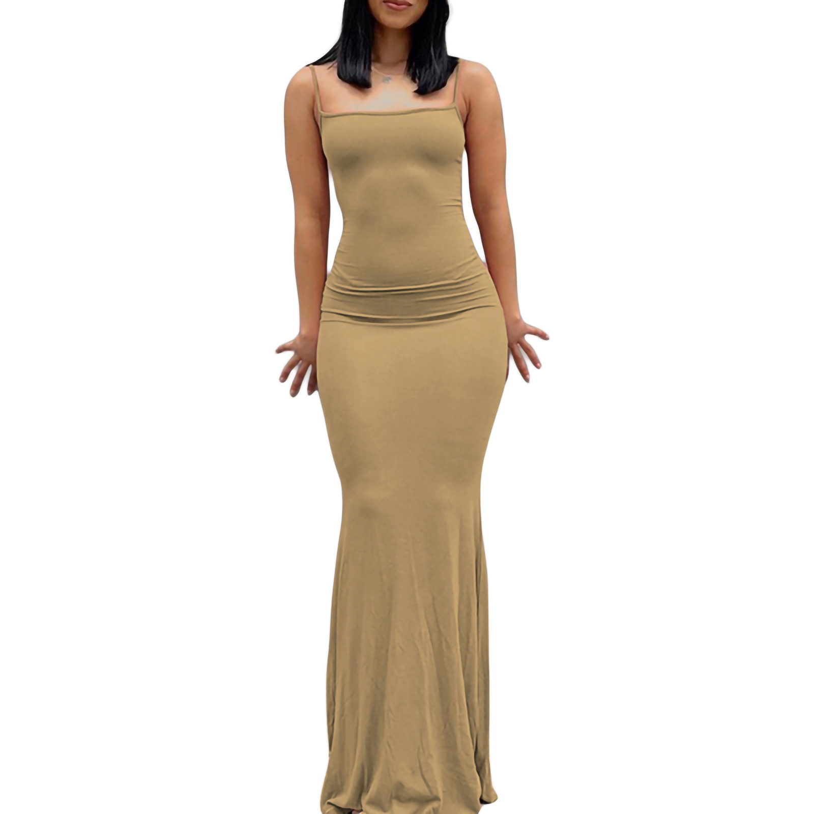 Women's High-Waist Slim-Fit Sleeveless Cami Long Dress