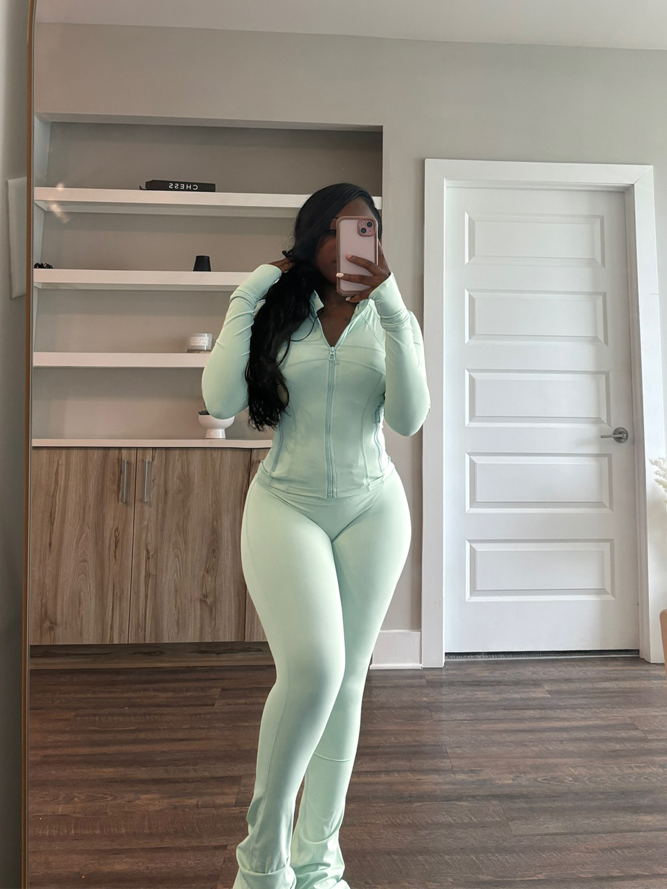Women's Sexy Slim Fit Long Sleeve Flared Two-Piece Set