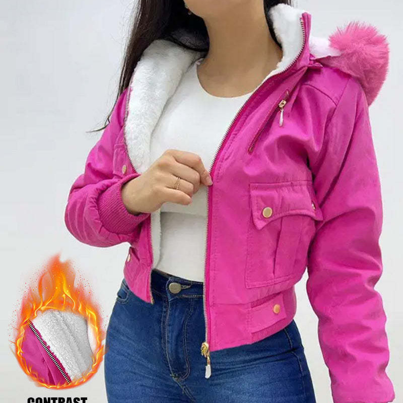 Women's Fleece-Lined Hooded Casual Jacket