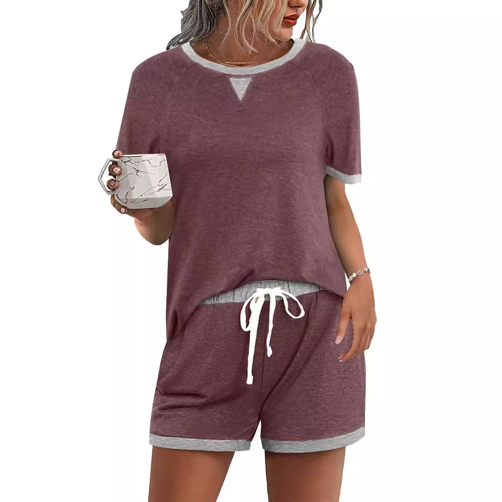 Women's Colorblock T-Shirt and Shorts Two-Piece Set