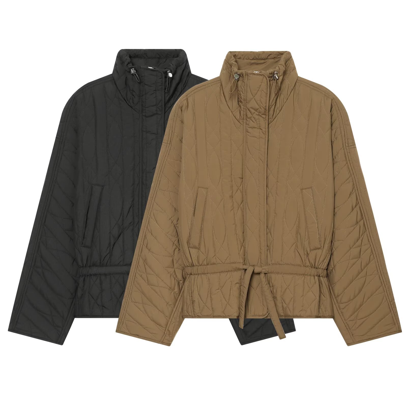 Women's Waist-Cinched Stand-Collar Padded Jacket