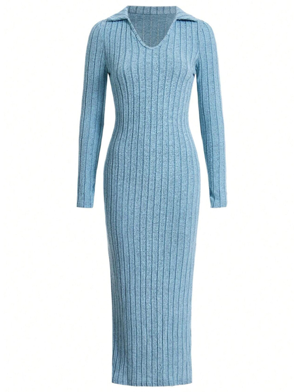 Elegant Long Sleeve Lapel Bodycon Dress