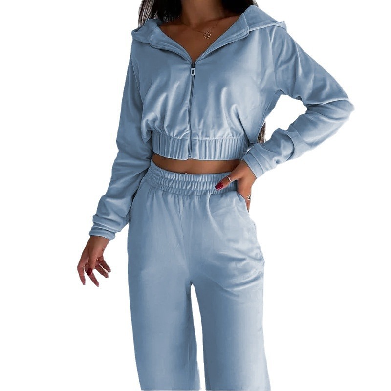 Women's Hooded Zip-Up Sweatsuit 2-Piece Set