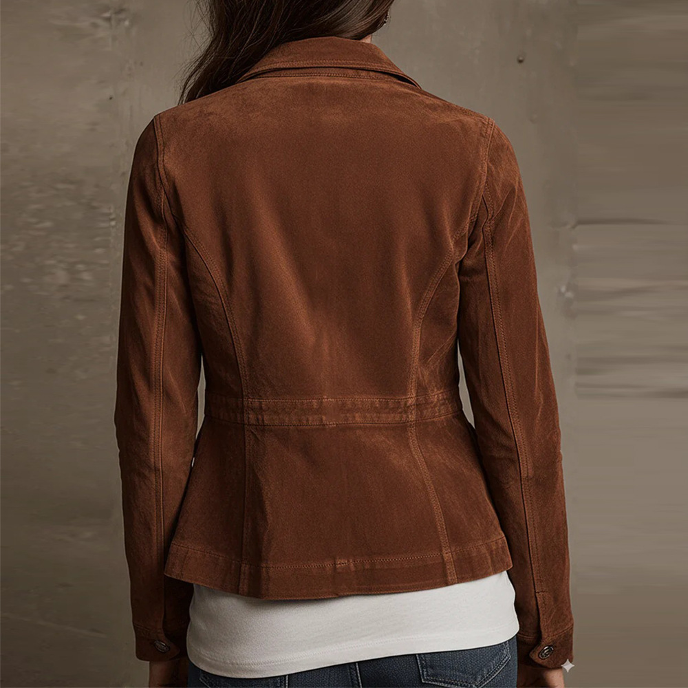 Women's Cropped Button Pocket Jacket Casual Loose Fit Solid