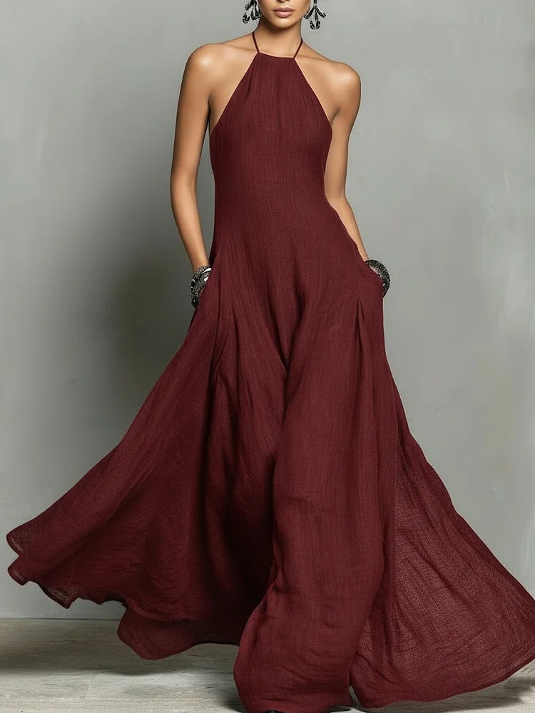 Women's Sexy Minimalist Halter Backless Dress