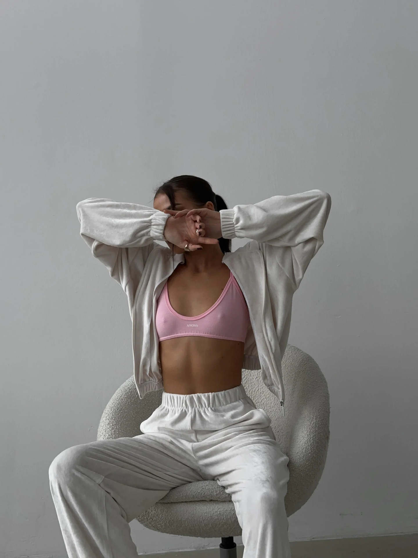 Velvet Hooded Cardigan & Straight-Leg Pants Two-Piece Set