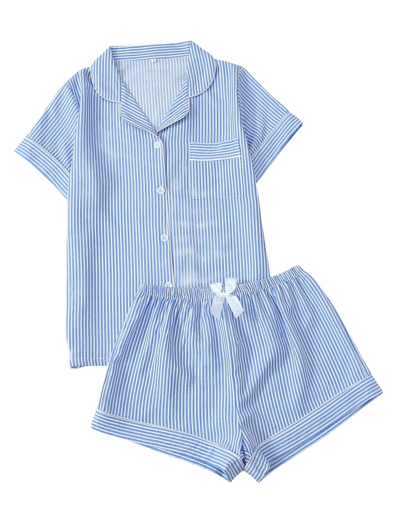 Women's Summer Hawaiian Print Short Sleeve Shirt Set