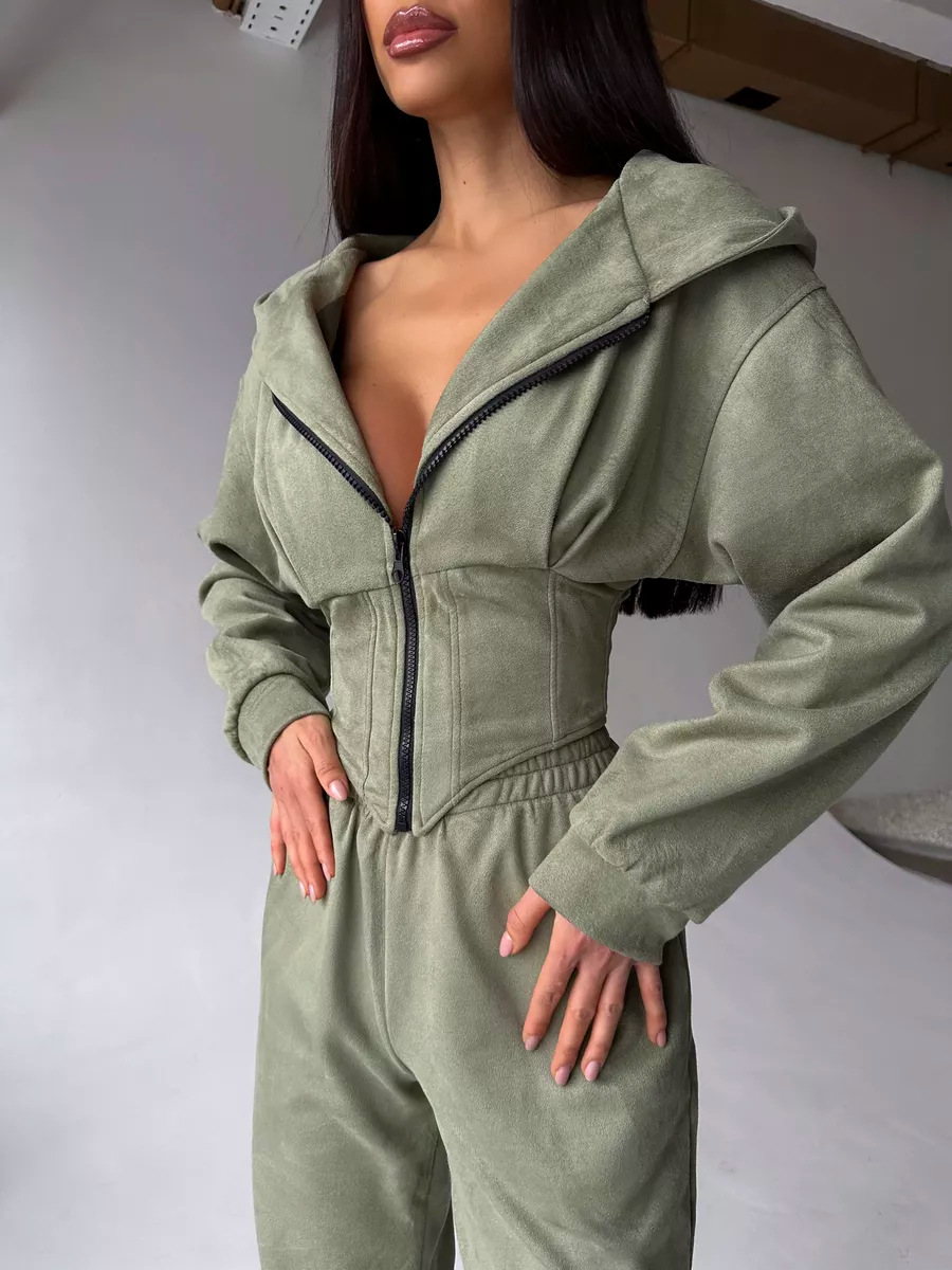 Women's Solid Color Cinched Waist Hoodie and Pants Set Casual Two-Piece