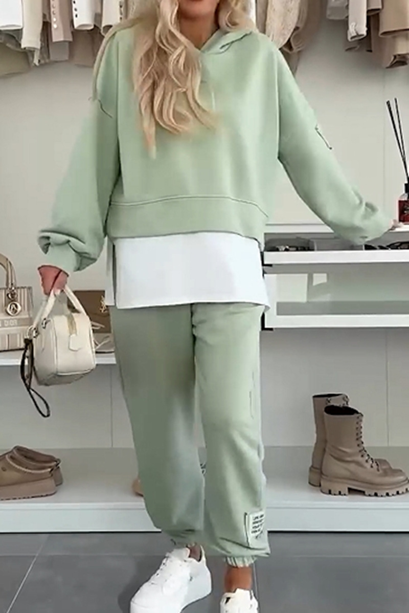 Women's Hooded Colorblock Casual Tracksuit Set Long Sleeve