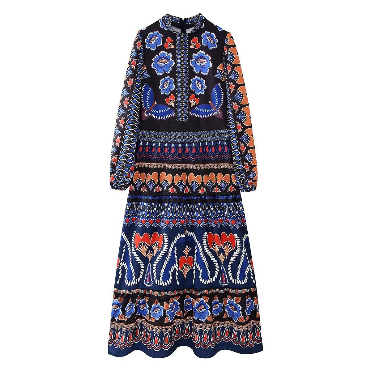 Women's Summer Print Patchwork Tiered Bodycon Dress
