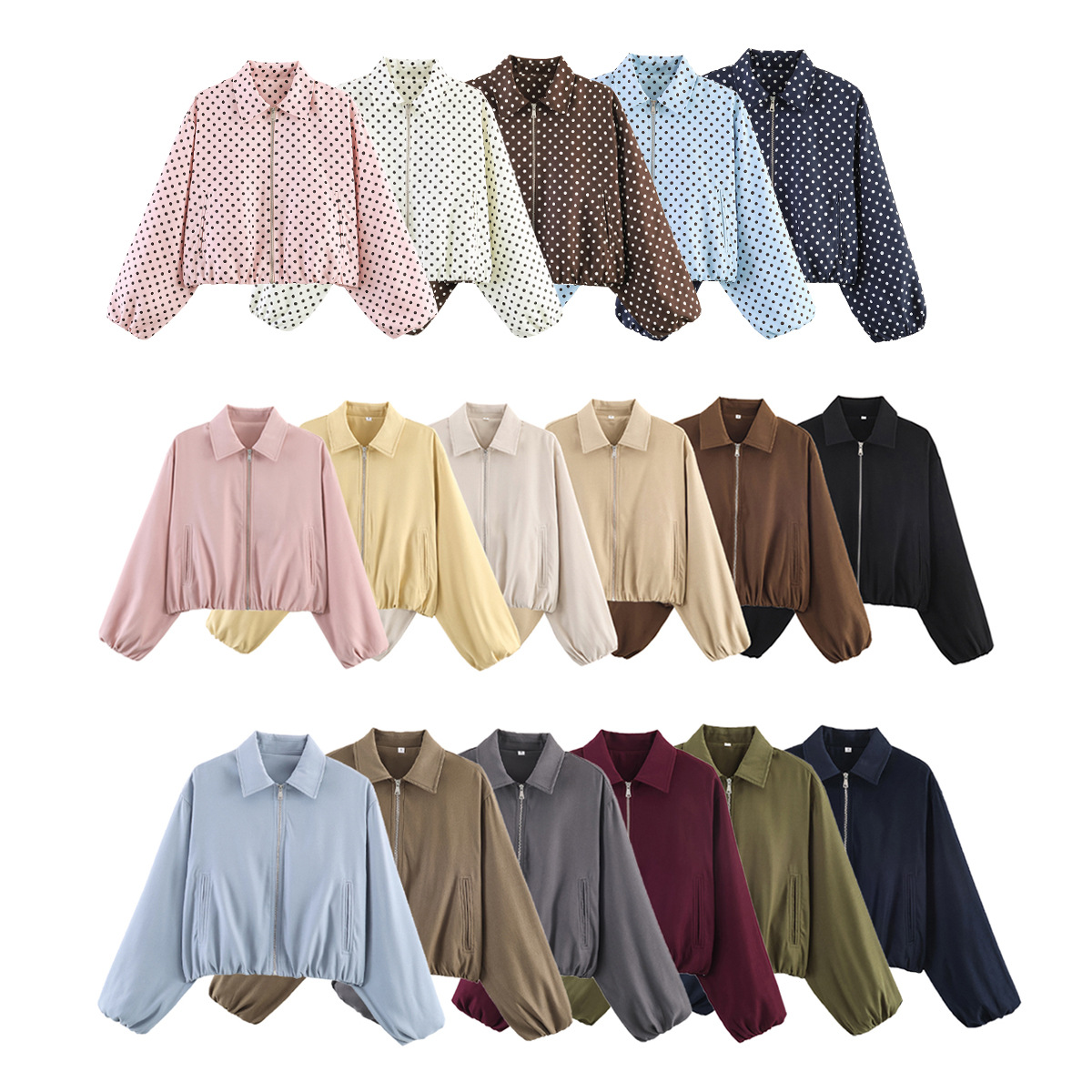 Women's Zip-Up Bomber Jacket with Puff Hem