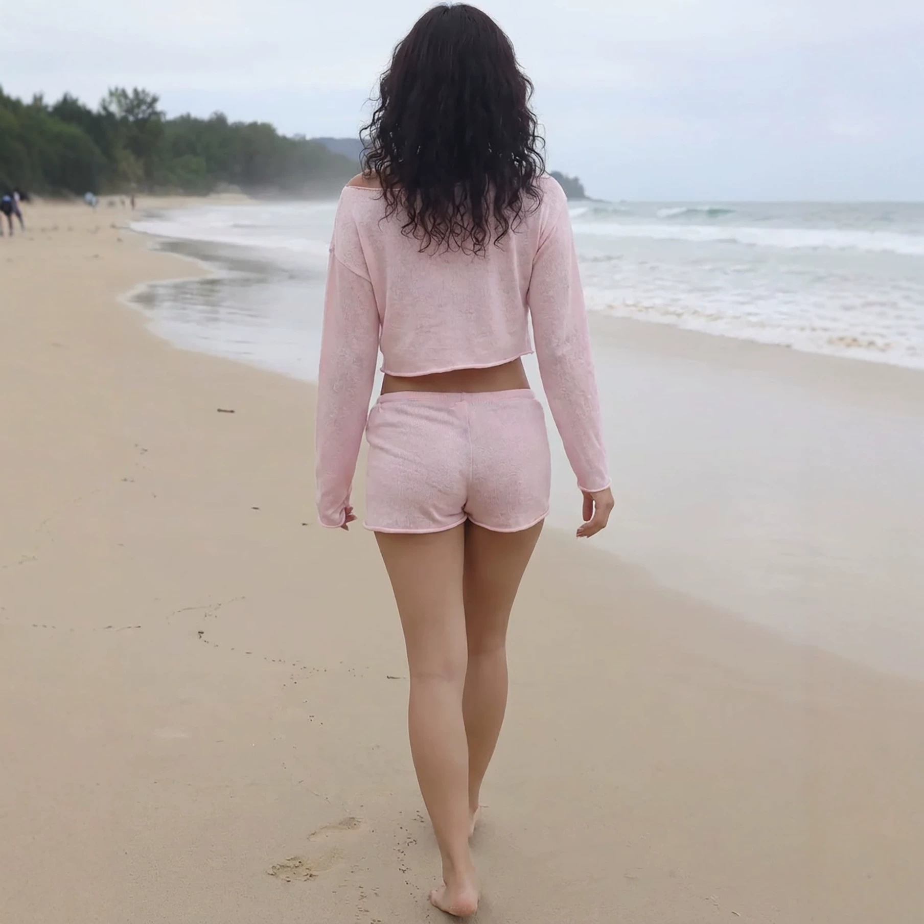 Women's Sexy Knit Crop Top and Shorts Set Loungewear