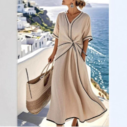 Bohemian Sleeveless Long Dress Color-Block Casual Vacation