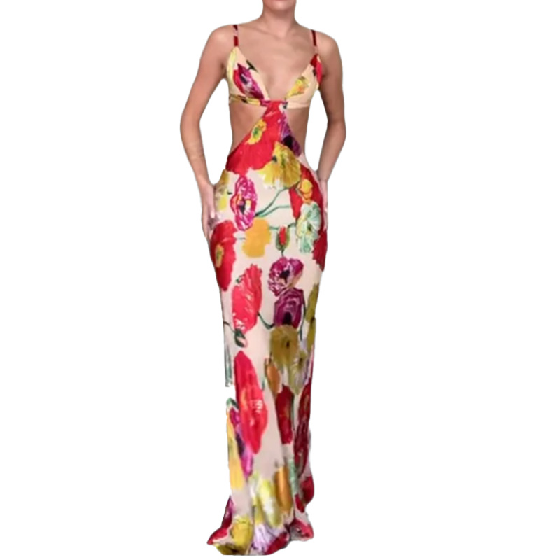 Women's Floral Bodycon Cami Long Dress