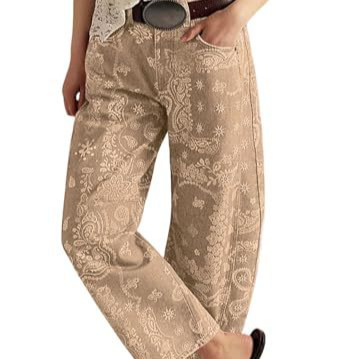 Women's Paisley Print Straight-Leg Casual Pants