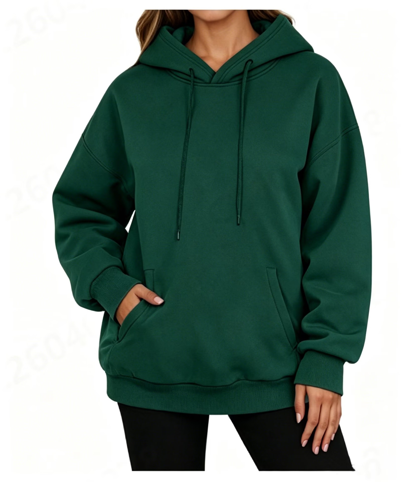 Plus Size Fleece-Lined Pullover Hoodie Unisex Drop Shoulder Solid Color