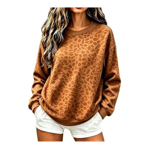 Leopard Polka Dot Print Crewneck Long Sleeve Pullover Sweatshirt